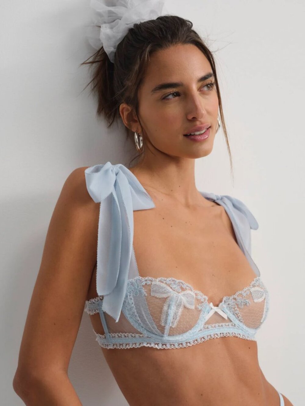 For Love & Lemons  Blair Bow Underwire Bra | Blue | 34 D | NWT
